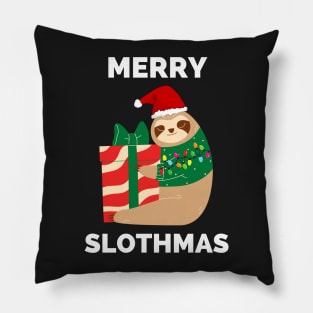 Merry Slothmas Christmas Light - Merry Slothmas Cute Sloth greeting For Holidays Pillow