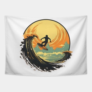 Ride the wave of nostalgia with our vintage retro surfer skater designs Tapestry