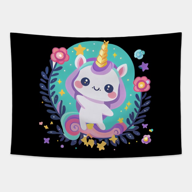 Magical Baby Unicorn Tapestry by SoloSeal