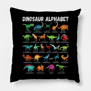 Types Of Dinosaurs Alphabet AZ ABC Dino Identification Pillow