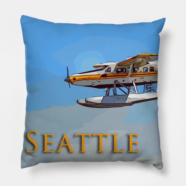 Seattle Seaplane landing Pillow by WelshDesigns