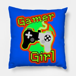 Orange and Green Gamer Girl Pillow