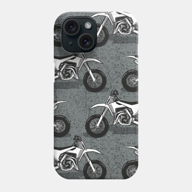 Motocross // pattern // grey green background black white and grey motorcycles Phone Case by SelmaCardoso