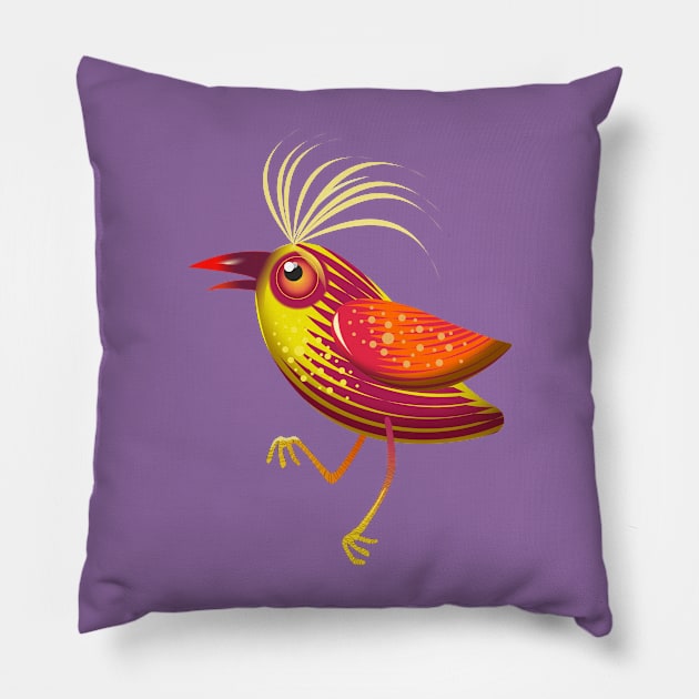 Little Striped Bird Pillow by emespixels