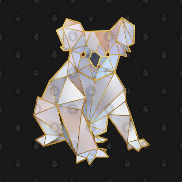 Koala Geometric Gold Lines 3 by HappyGiftArt