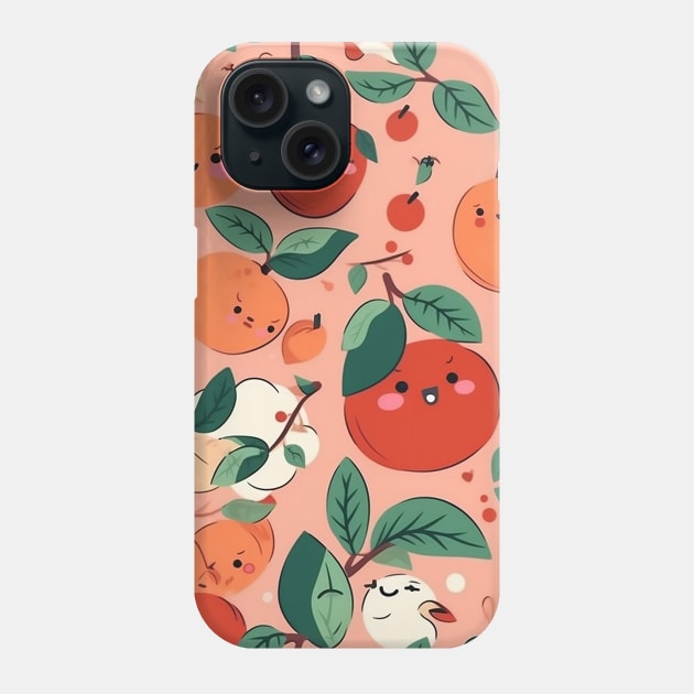 Happy Cute Peaches and Cherries Phone Case by Kamin42