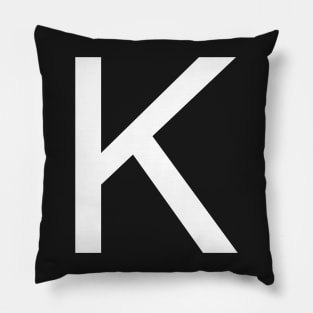 Helvetica K in white Pillow