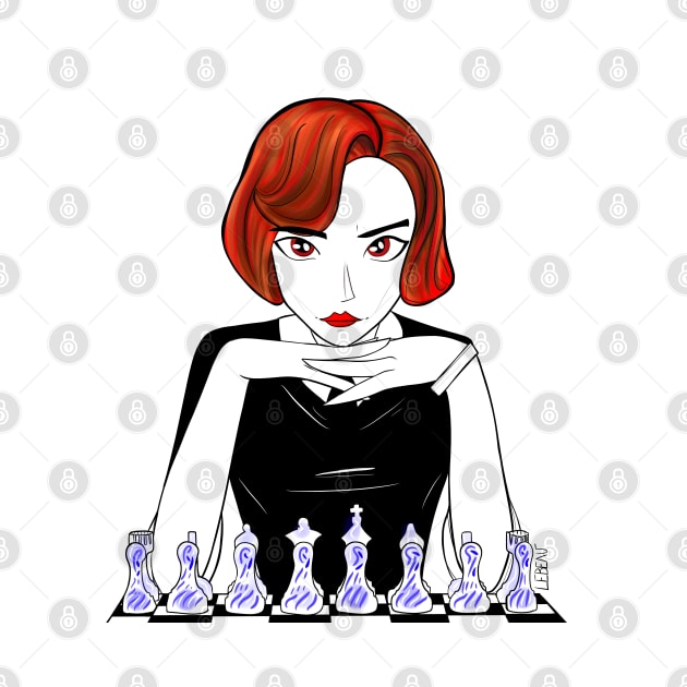 queens gambit in chess thinking, beth harmon by jorge_lebeau