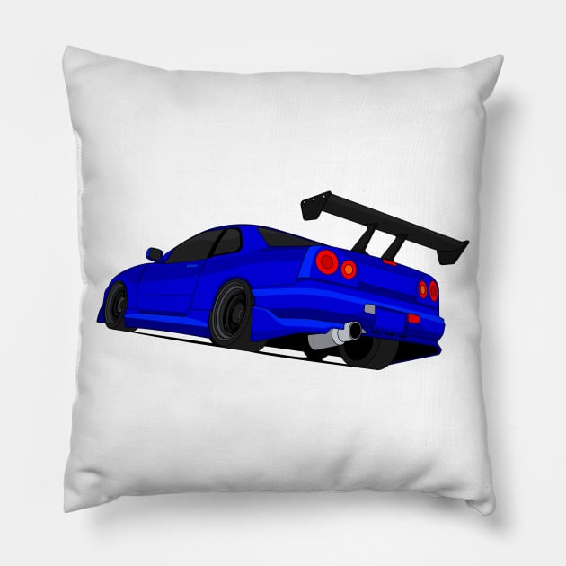 SKYLINE GTR R34 DARK-BLUE Pillow by VENZ0LIC