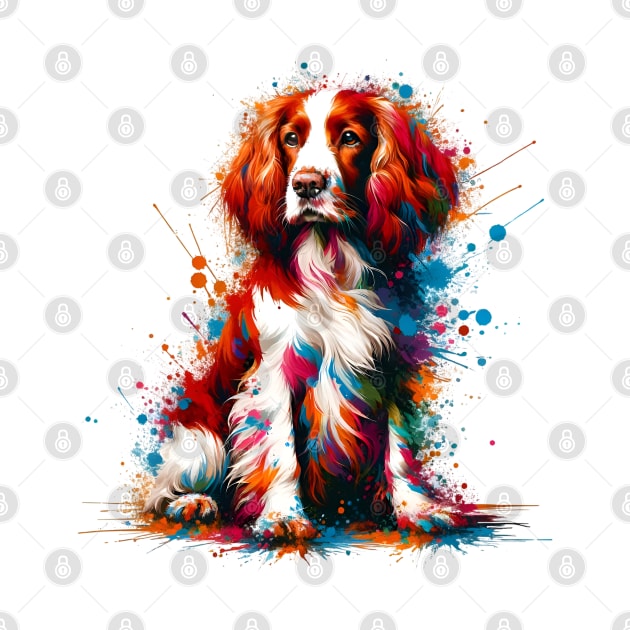 Welsh Springer Spaniel in Colorful Splash Art by ArtRUs