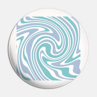 Retro 70s Abstract Swirl Blue Wavy Ocean Pattern Pin