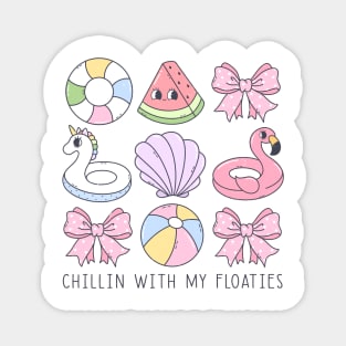 Summer Vibes Chill Time with Floaties and Bows Pool Magnet