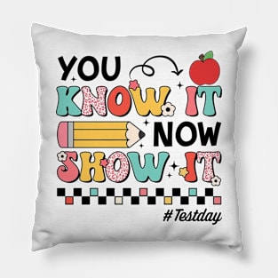 Groovy You Know It Now Show It Testing Day  Kids Funny Pillow