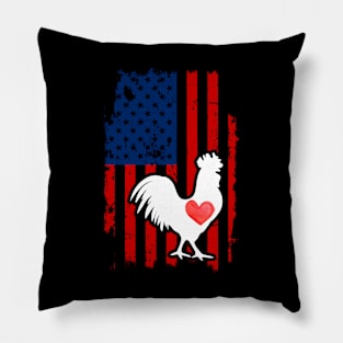 Chicken Merica Usa American Flag Pillow