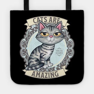 Cute Gray Kitty Cat on Silver Cats are Amazing Tote