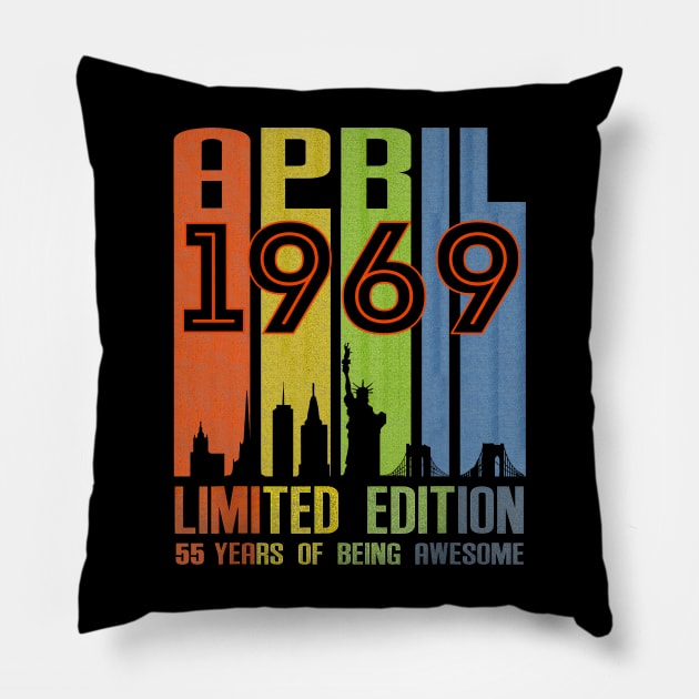 April 1969 55 Years Of Being Awesome Limited Edition Pillow by nakaahikithuy