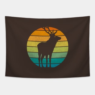 Wild Elk Silhouette Retro Style Tapestry