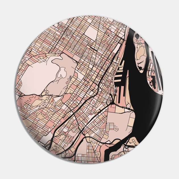 Montreal Map Pattern in Soft Pink Pastels Pin by PatternMaps