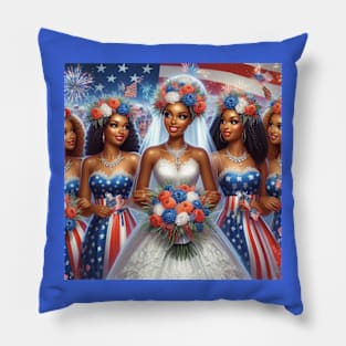 4th of July Bride and Bridesmaids Pillow