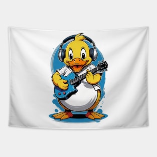 Cute duck singing with guitar Tapestry