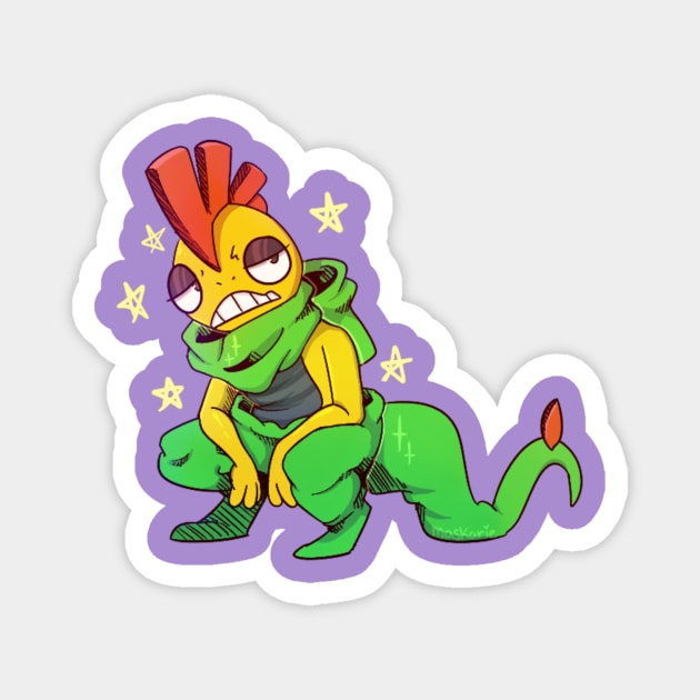 Shiny lizard punk Magnet by Maskarie