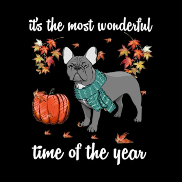 French Bulldog Dog Autumn Fall Most Wonderful Time Maple by AstridLdenOs