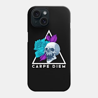 Skull Blue Flower Carpe Diem Phone Case