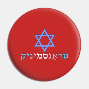 Transgender (Yiddish w/ Mogen Dovid and Trans Pride Colors) Pin