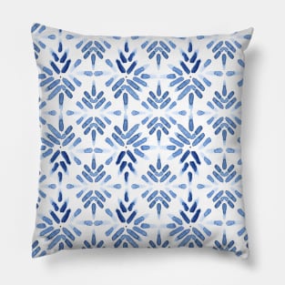 Blue Moroccan Watercolour Tile Print Pillow