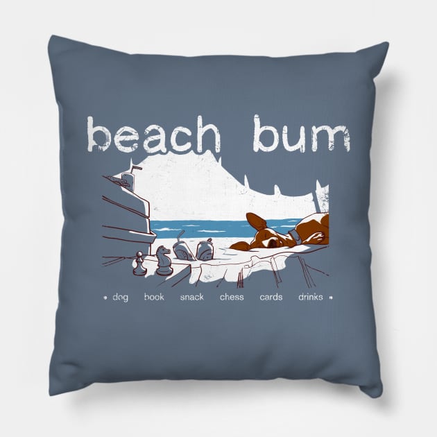 Our beach bum list: snack, drink, chess, cards, and a dog Pillow by croquis design