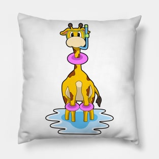 Giraffe at Swimming with Swim ring Pillow