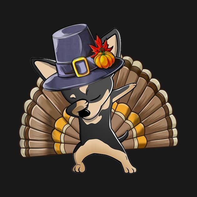 Thanksgiving  for Boys Men Dabbing Chihuahua Turkey by TeeAbe