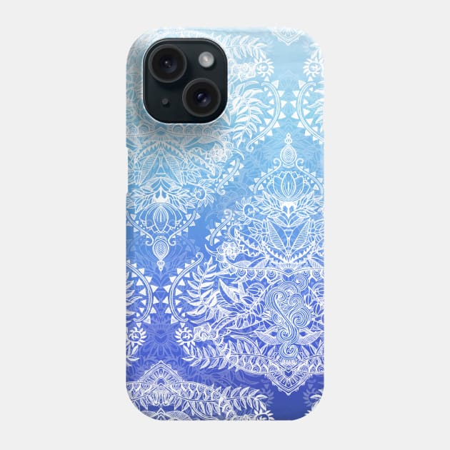 Out of the Blue - White Lace Doodle in Ombre Aqua and Cobalt Phone Case by micklyn