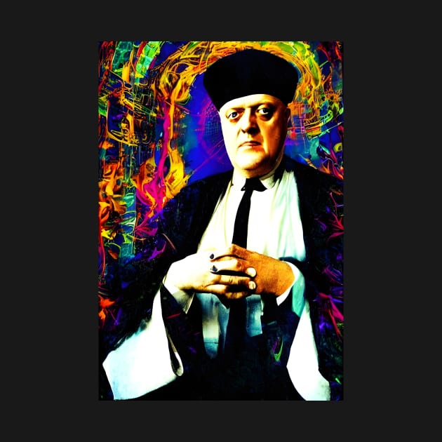 Cyberpunk Aleister Crowley The Great Beast of Thelema painted in a Surrealist and Impressionist style by hclara23