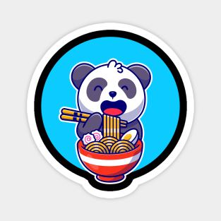 Cute Panda Eating Noodle Ramen With Chopstick Cartoon Magnet