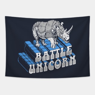 Battle Unicorn! Funny Vintage Armored Rhino Distressed Silly Tapestry