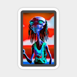 alien with colorful inverted environment Magnet