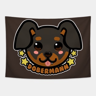 KAWAII Chibi Dobermann Dog Face Tapestry