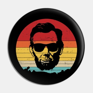 4th of July for Men Retro Sunset Vintage Abe Abraham Lincoln Pin