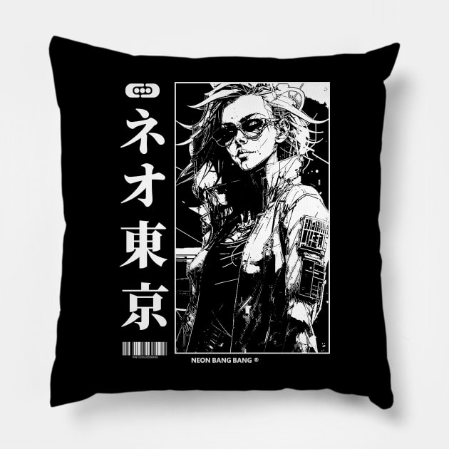 Cyberpunk Girl Manga Pillow by Neon Bang Bang