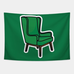 Modern Sofa Chair, Armchair Sticker design vector illustration. Interior furniture object icon concept. Comfortable Sitting Sofa sticker design logo with shadow. Tapestry