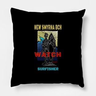 New Smyrna Beach Florida Surfing Pillow