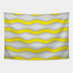 Yellow and black wave lines Tapestry