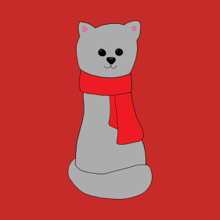 Cat in Red Scarf T-Shirt