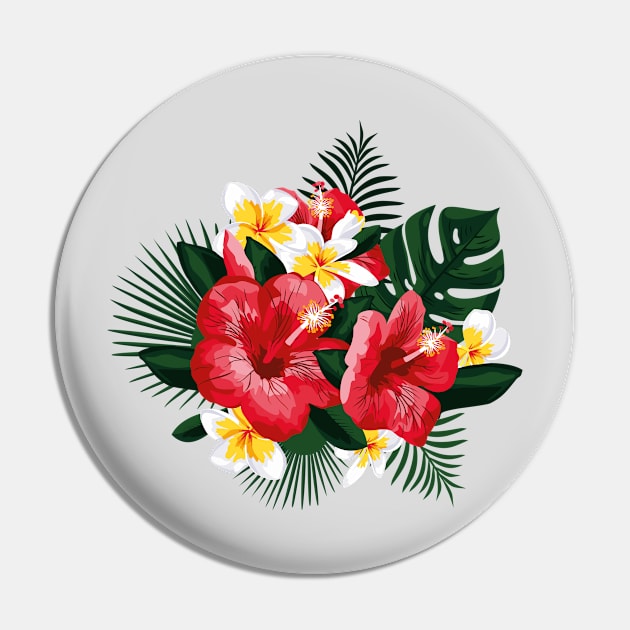 Tropical Flowers. Hibiscus and Plumeria Pin by lents