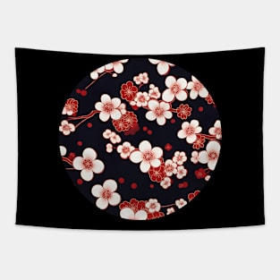 Plum Blossom Kimono Pattern Circle Tapestry