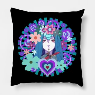 Steampunk Dragonfly Mechanical Ghost Girl No. 1 Pillow