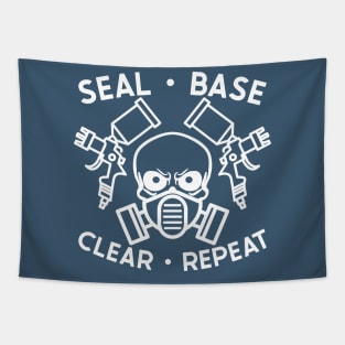 Seal Base Clear Repeat Auto Body Mechanic Painter Garage Funny Tapestry