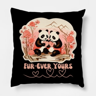 Cute Panda Fur-ever Yours Design Valentine gift Pillow