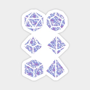 Neon Blue and Purple Gradient Rose Vintage Pattern Silhouette Polyhedral Dice - Dungeons and Dragons Design Magnet